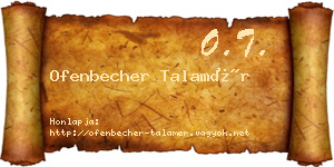 Ofenbecher Talamér névjegykártya